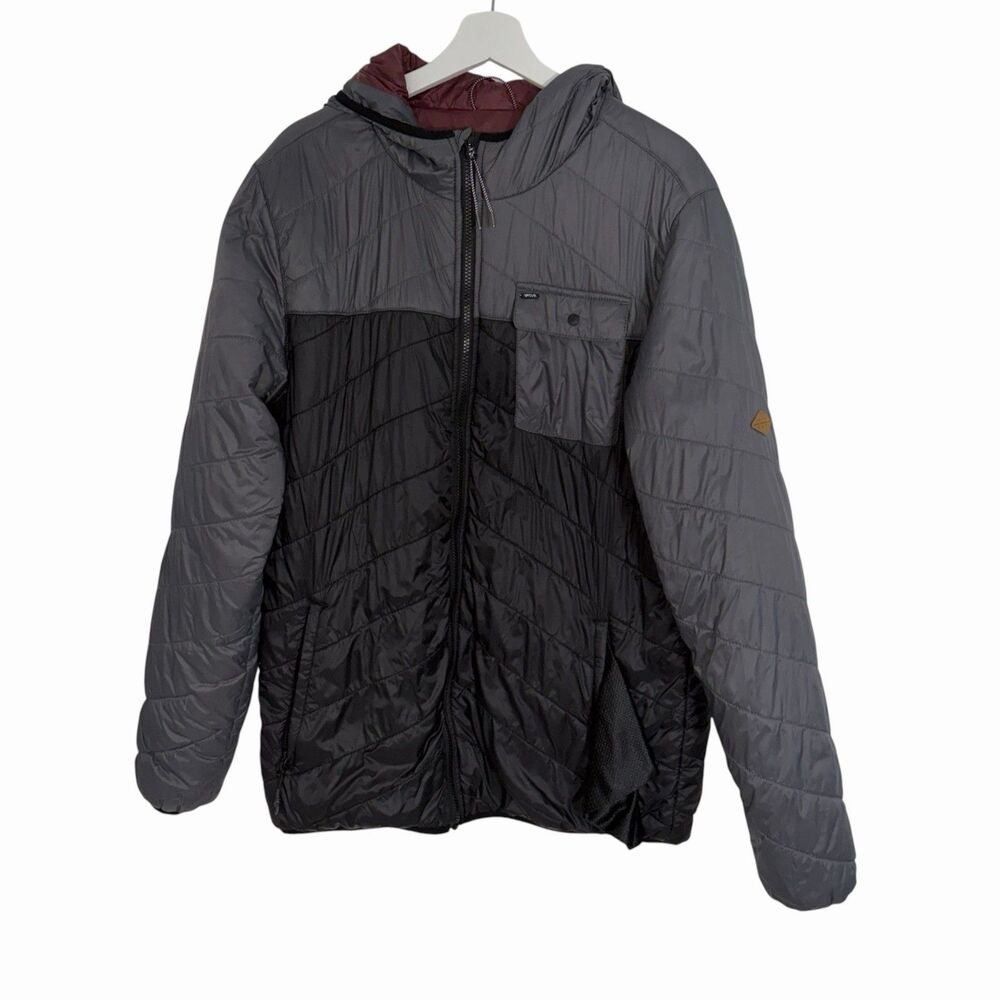 Rip Curl Anti Series Hooded Windbreaker Jacket Mens Large Black/Gray Full Zip
